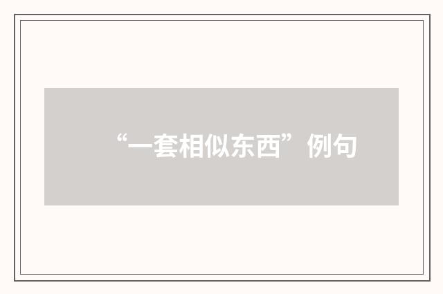 “一套相似东西”例句