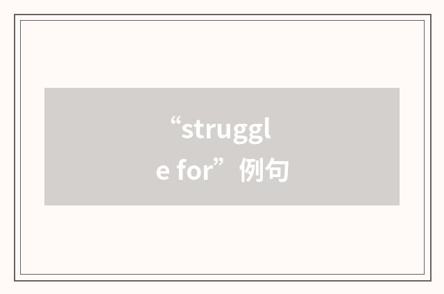 “struggle for”例句