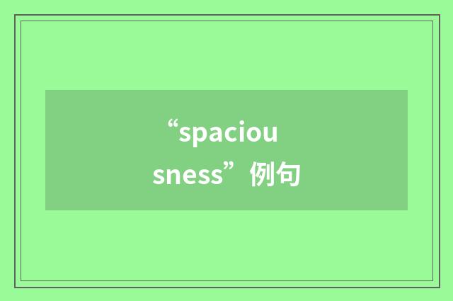 “spaciousness”例句