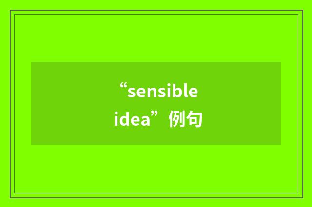 “sensible idea”例句