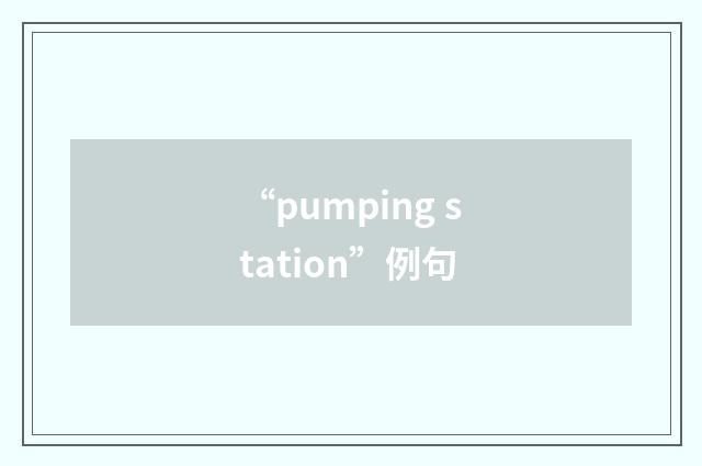 “pumping station”例句