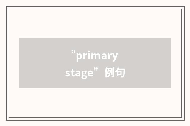 “primary stage”例句