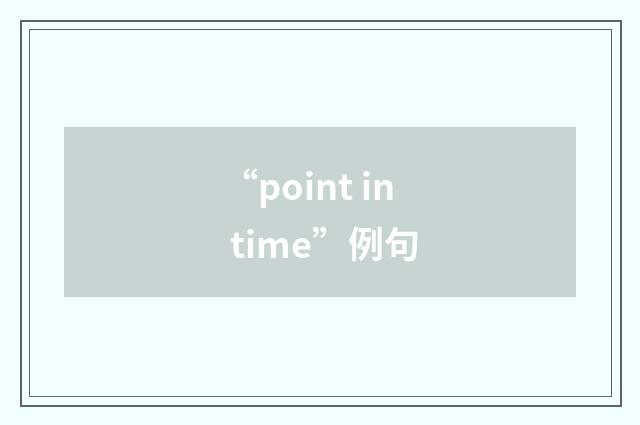 “point in time”例句
