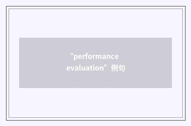 “performance evaluation”例句