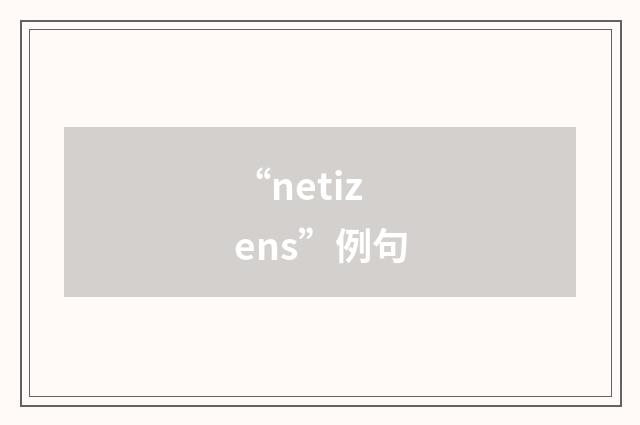 “netizens”例句