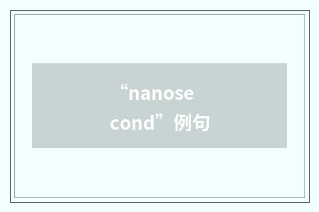 “nanosecond”例句