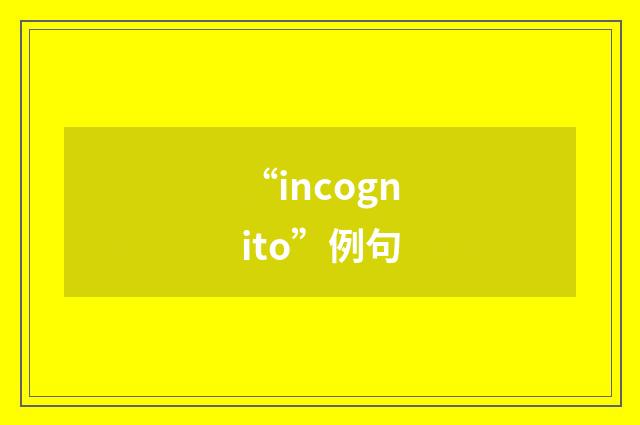 “incognito”例句