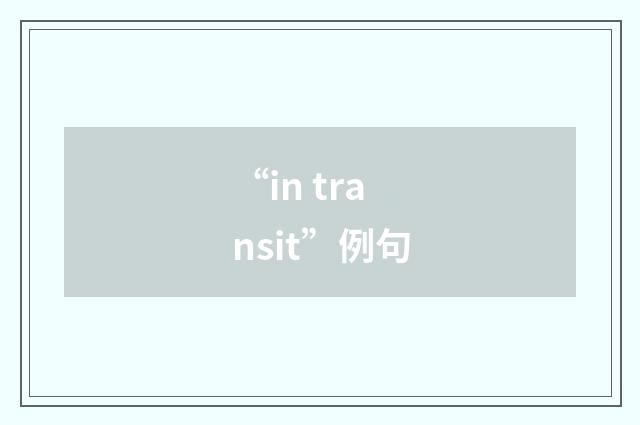 “in transit”例句