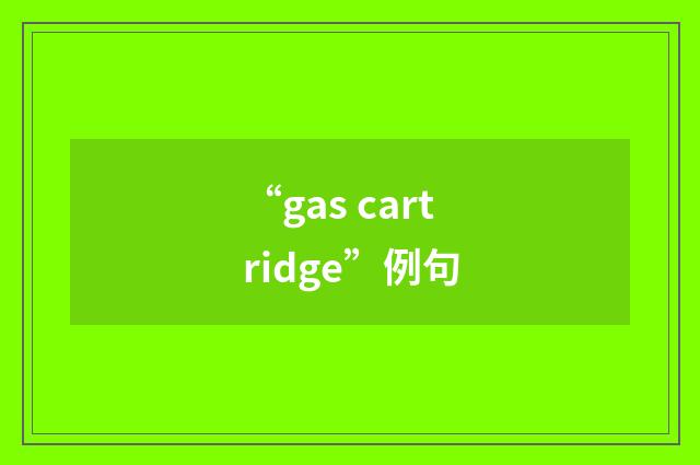 “gas cartridge”例句
