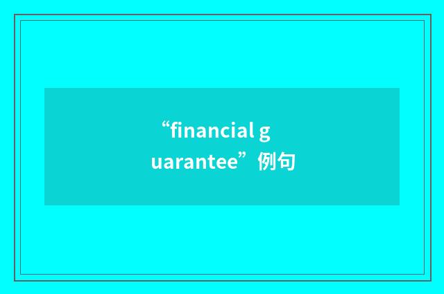 “financial guarantee”例句