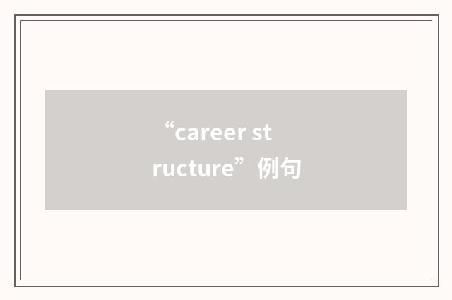 “career structure”例句