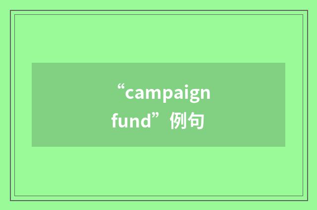 “campaign fund”例句