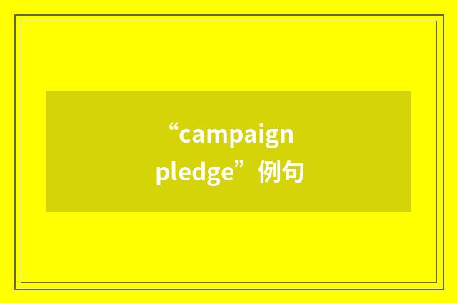 “campaign pledge”例句