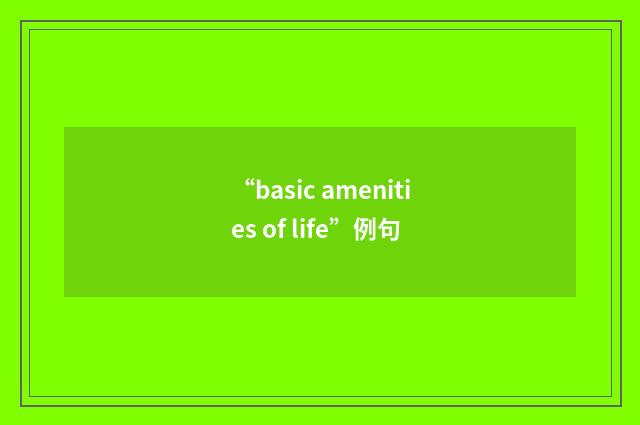 “basic amenities of life”例句
