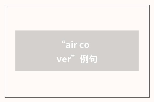 “air cover”例句