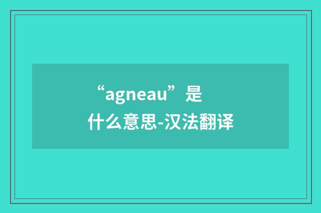 “agneau”是什么意思-汉法翻译