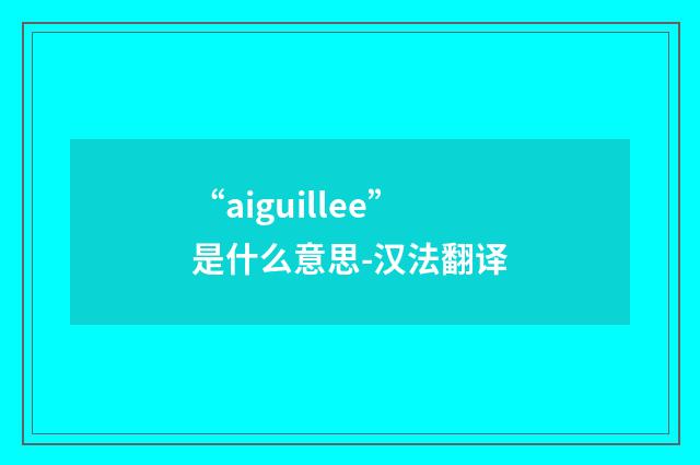“aiguillee”是什么意思-汉法翻译