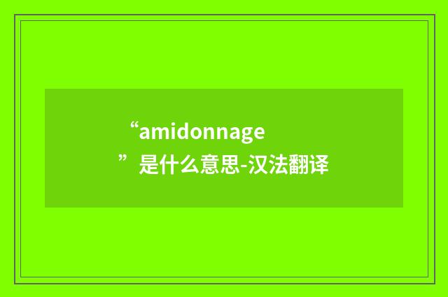 “amidonnage”是什么意思-汉法翻译