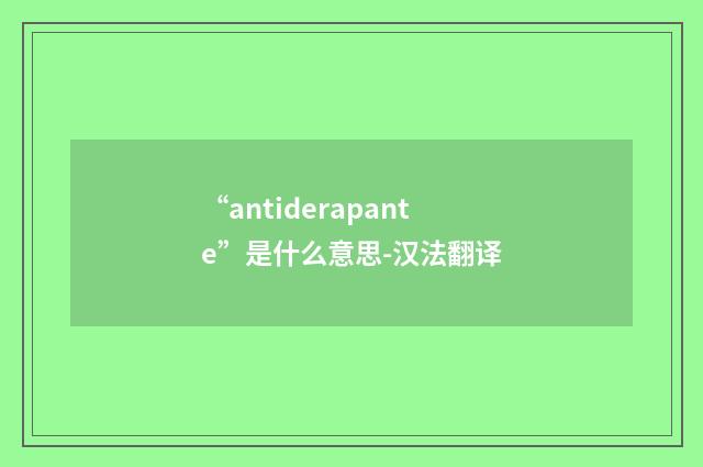 “antiderapante”是什么意思-汉法翻译