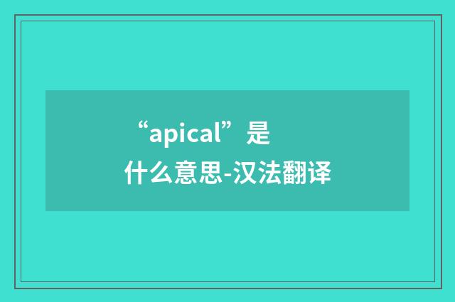 “apical”是什么意思-汉法翻译