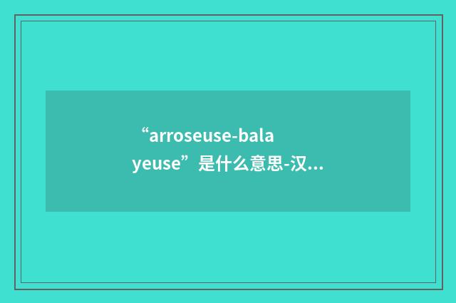 “arroseuse-balayeuse”是什么意思-汉法翻译