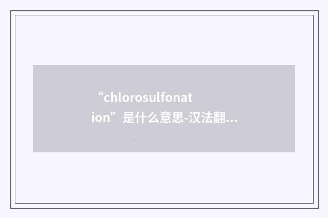 “chlorosulfonation”是什么意思-汉法翻译