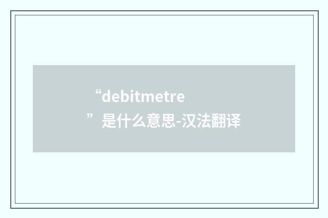 “debitmetre”是什么意思-汉法翻译