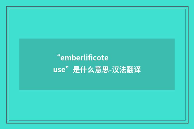 “emberlificoteuse”是什么意思-汉法翻译