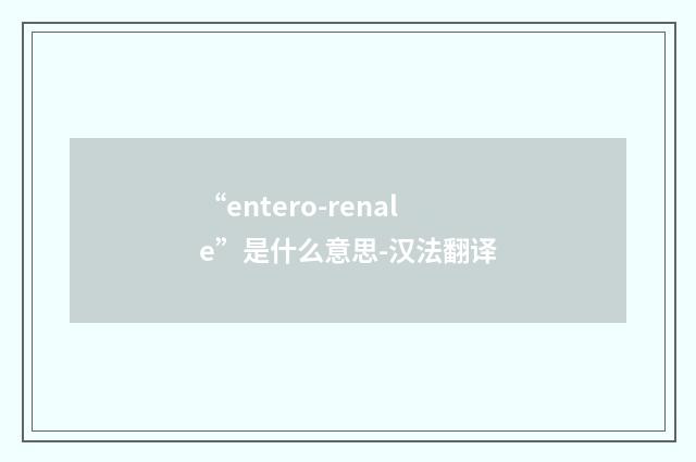 “entero-renale”是什么意思-汉法翻译