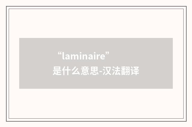 “laminaire”是什么意思-汉法翻译