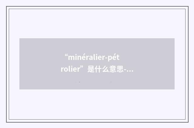 “minéralier-pétrolier”是什么意思-汉法翻译