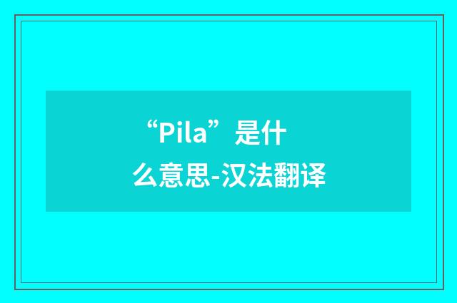 “Pila”是什么意思-汉法翻译