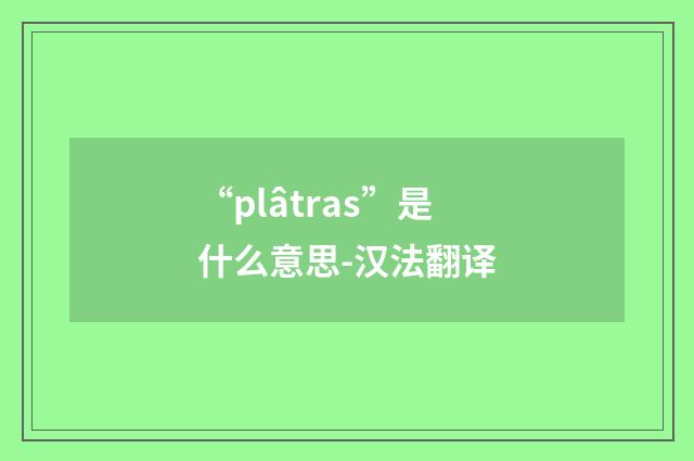 “plâtras”是什么意思-汉法翻译