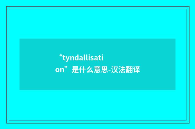 “tyndallisation”是什么意思-汉法翻译