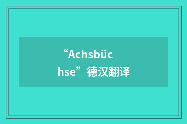 “Achsbüchse”德汉翻译