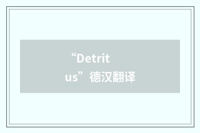 “Detritus”德汉翻译
