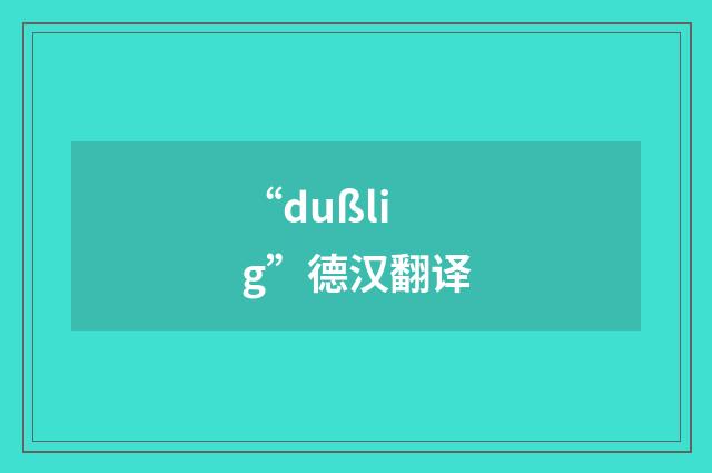 “dußlig”德汉翻译
