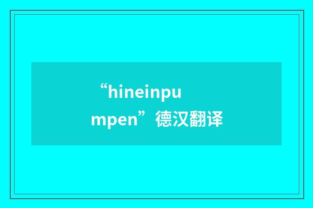 “hineinpumpen”德汉翻译