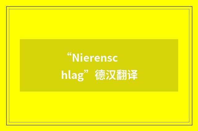 “Nierenschlag”德汉翻译