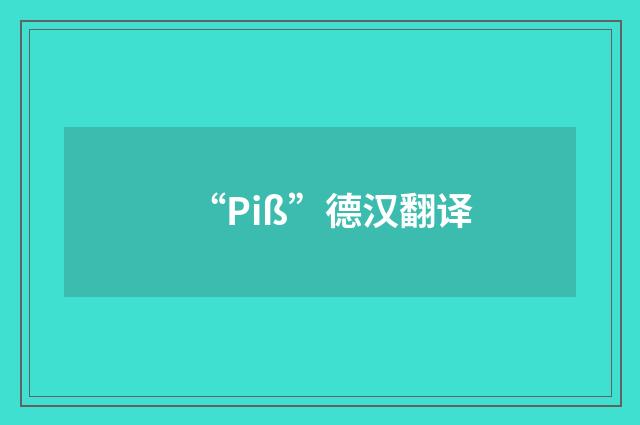 “Piß”德汉翻译