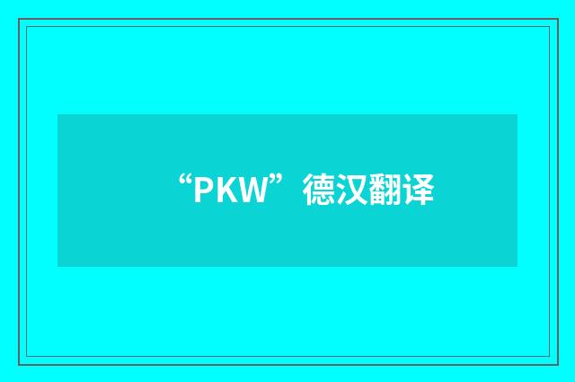 “PKW”德汉翻译