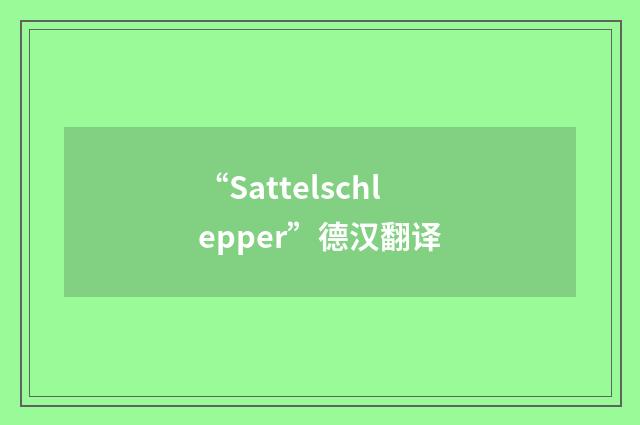 “Sattelschlepper”德汉翻译