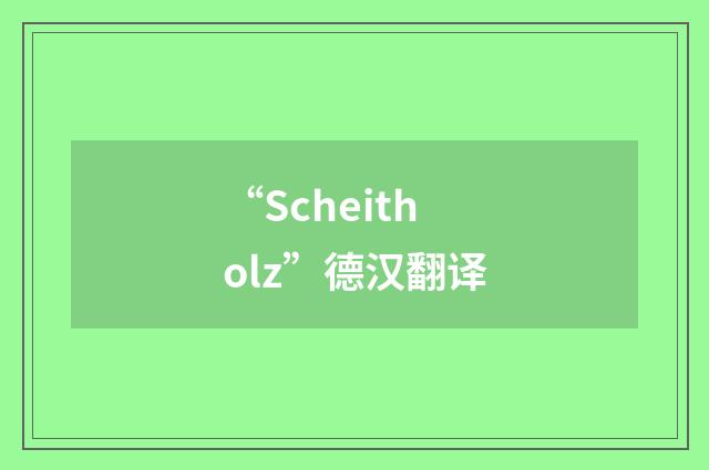“Scheitholz”德汉翻译