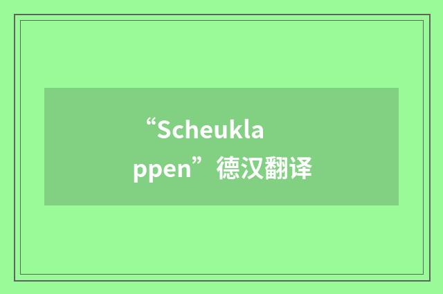 “Scheuklappen”德汉翻译
