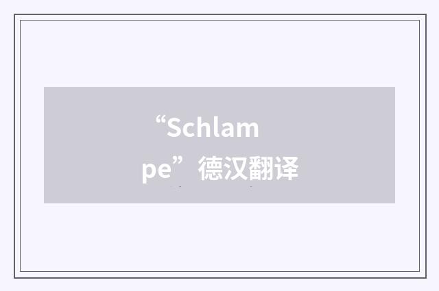 “Schlampe”德汉翻译