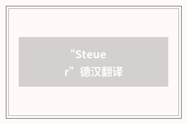 “Steuer”德汉翻译