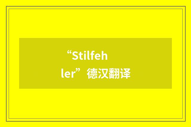 “Stilfehler”德汉翻译