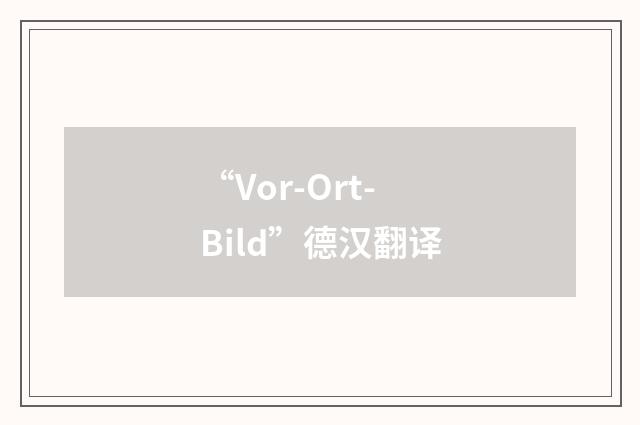 “Vor-Ort-Bild”德汉翻译
