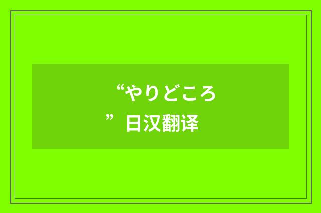 “やりどころ”日汉翻译
