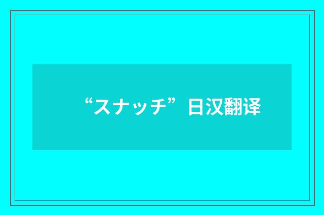 “スナッチ”日汉翻译